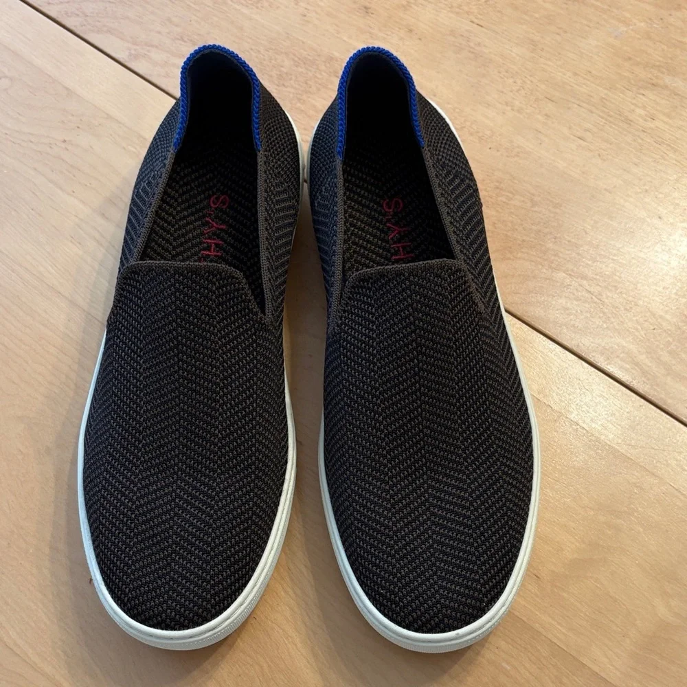 Rothy’s Women’s Brown & Black Herringbone The Original Slip-On Sneakers. Size 8